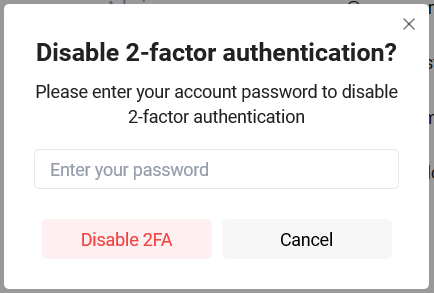 Disabling 2-factor authentication