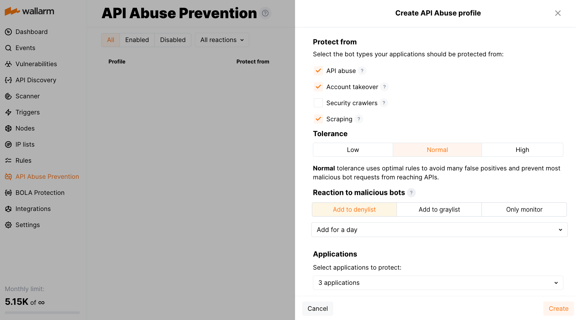 API Abuse prevention profile
