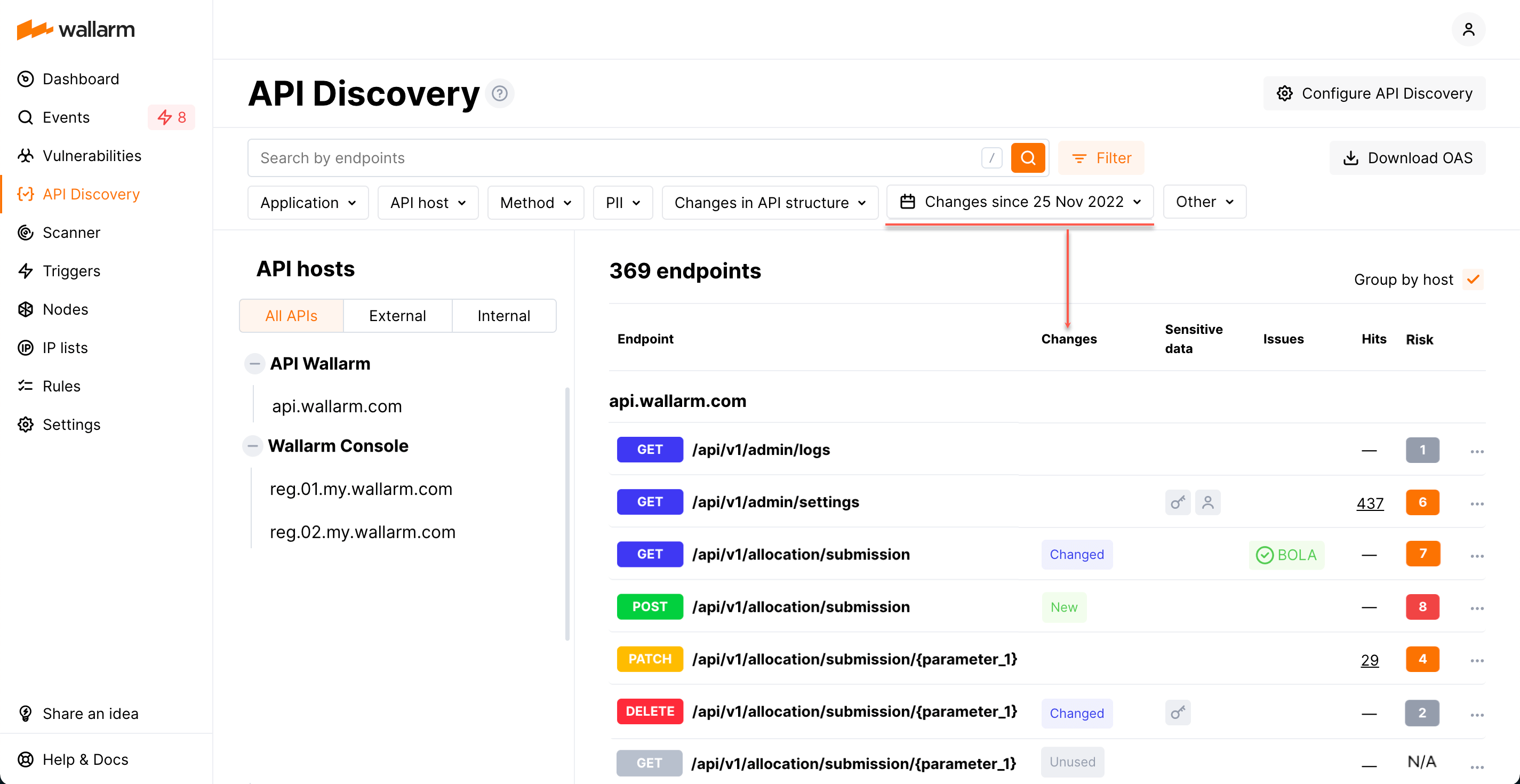 API Discovery - track changes