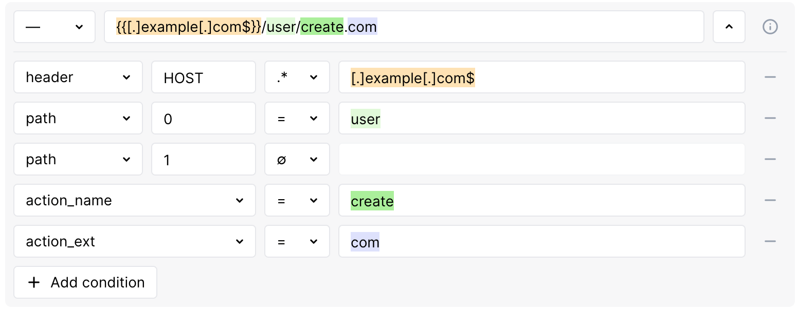 Using regular expression in header component