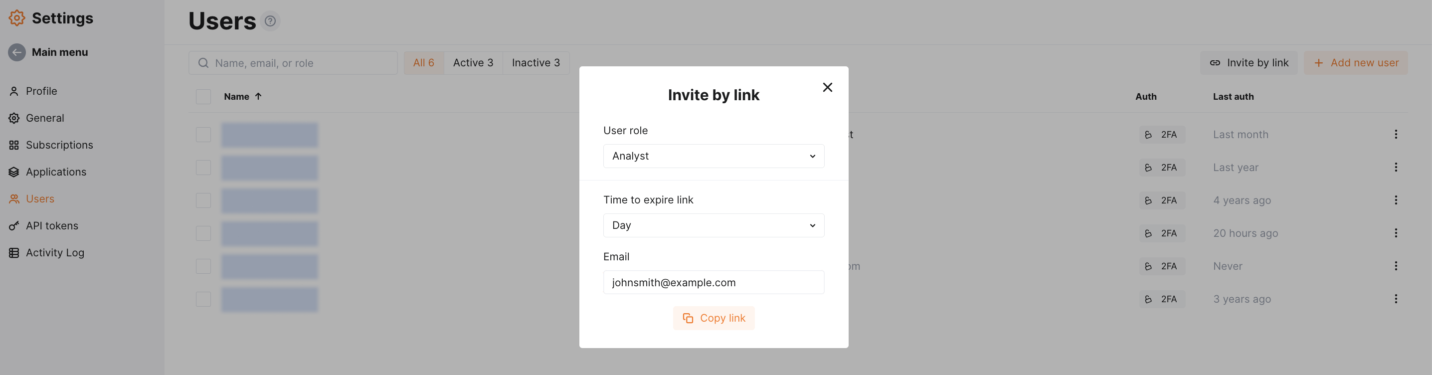 New user inv link