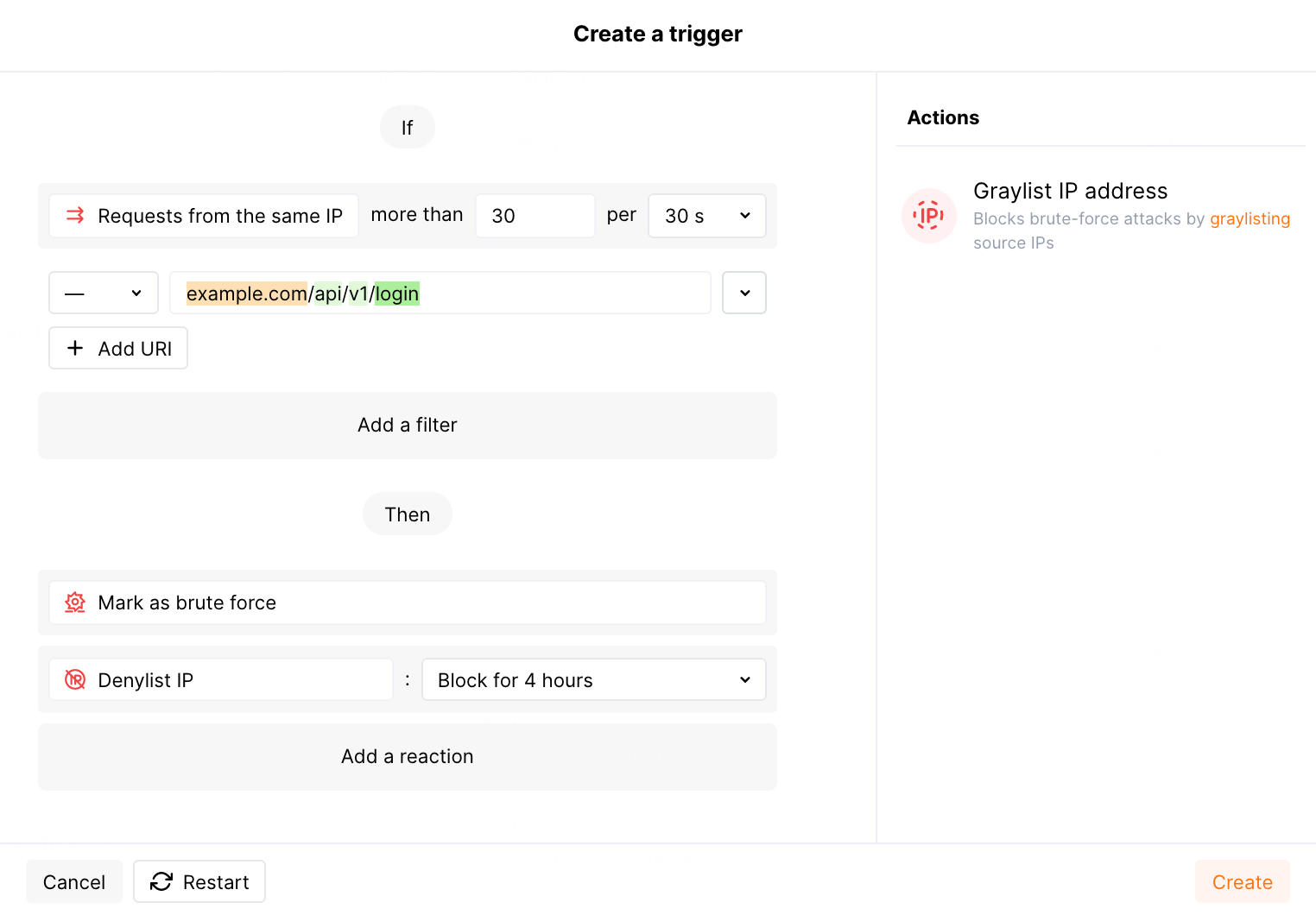 Brute force trigger example