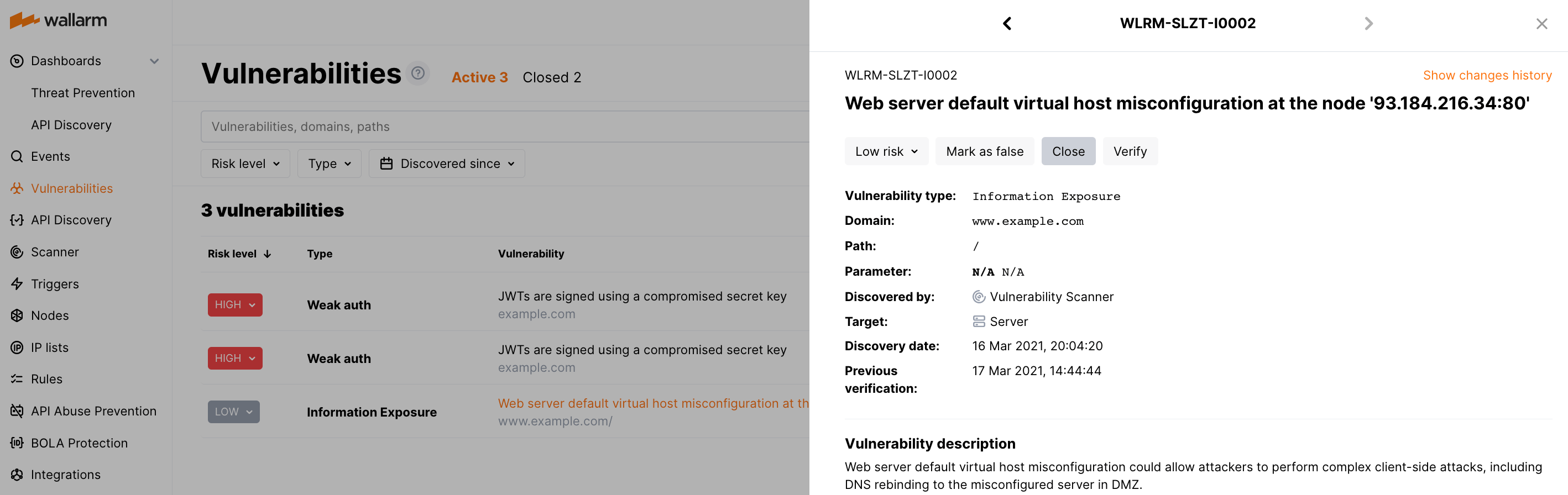 Closing a vulnerability on its page