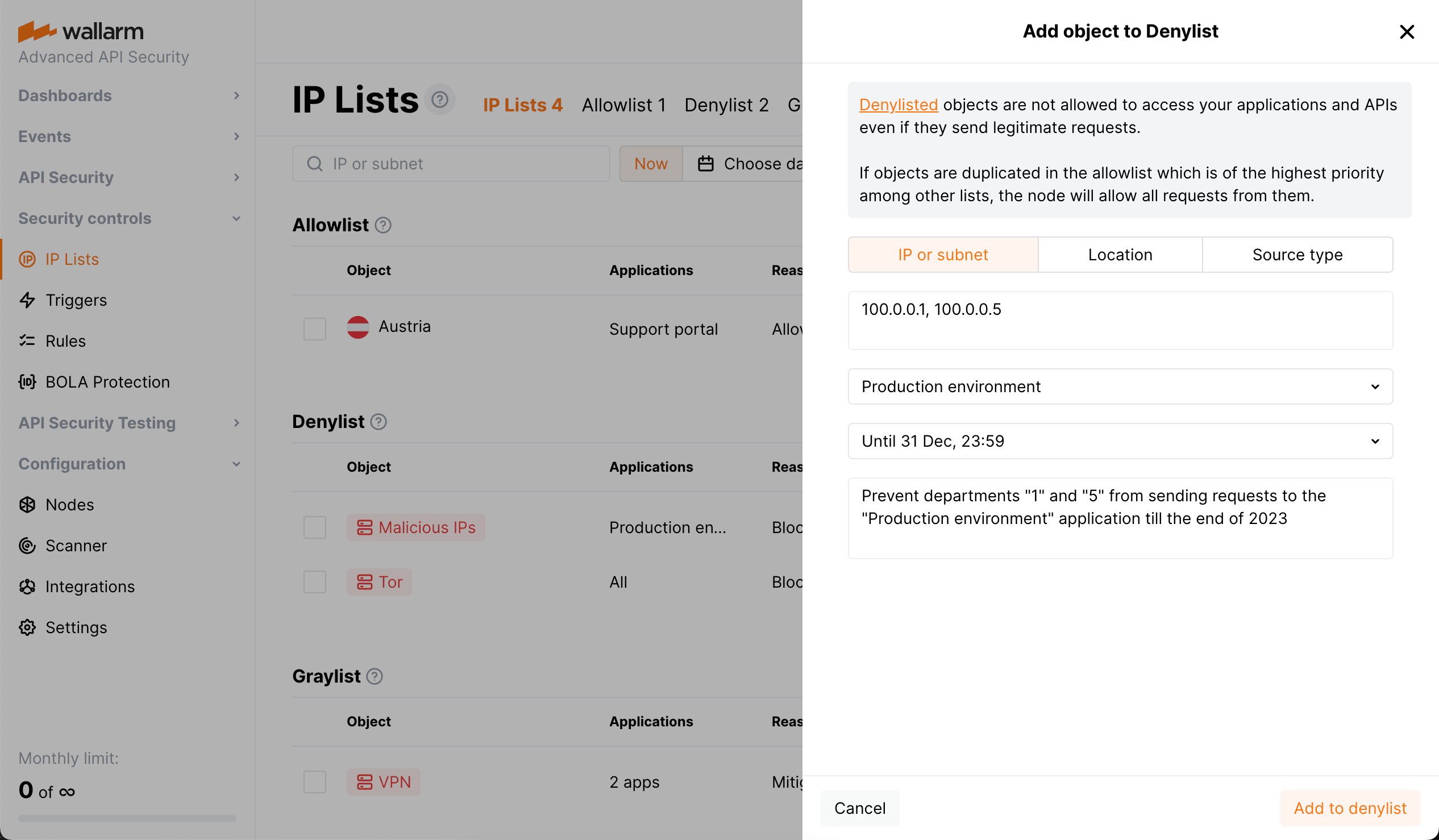 Add object to IP list