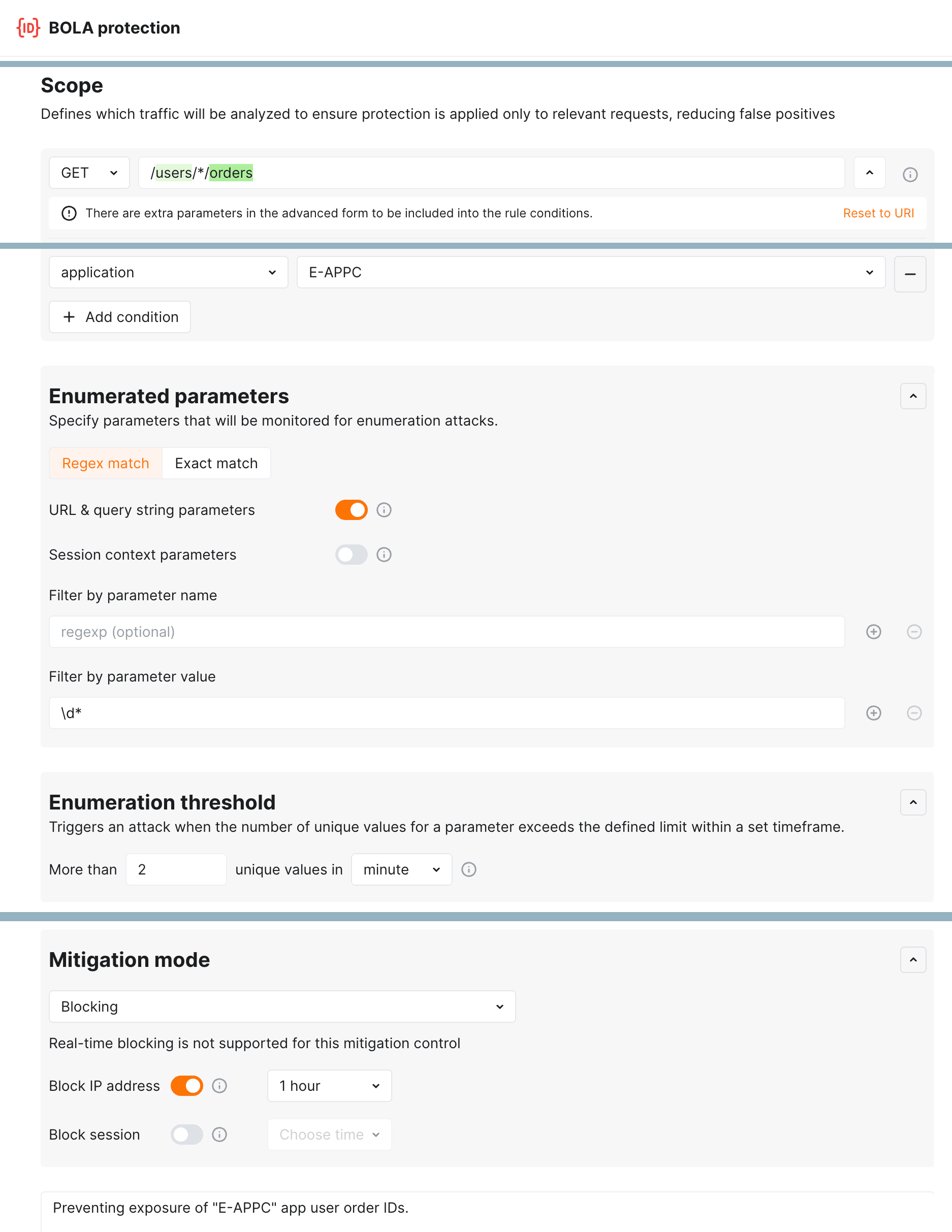 BOLA protection mitigation control - example
