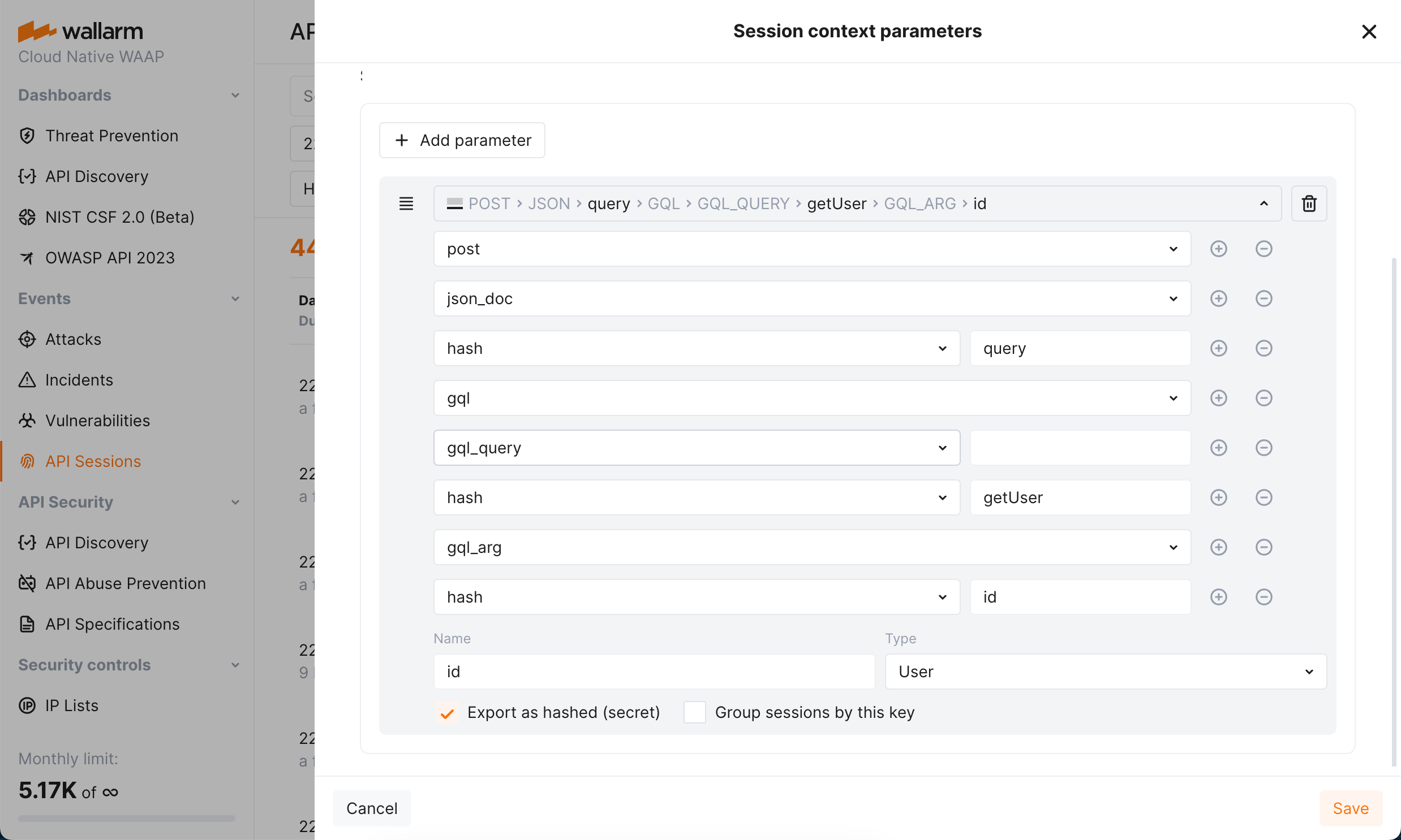 !API Oturumları yapılandırması - GraphQL istek parametresi
